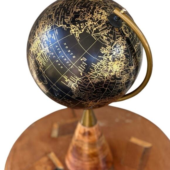 Vintage Style Decorative Globe Black Gold Unisex 16in Mid Century Boho - Picture 2 of 5